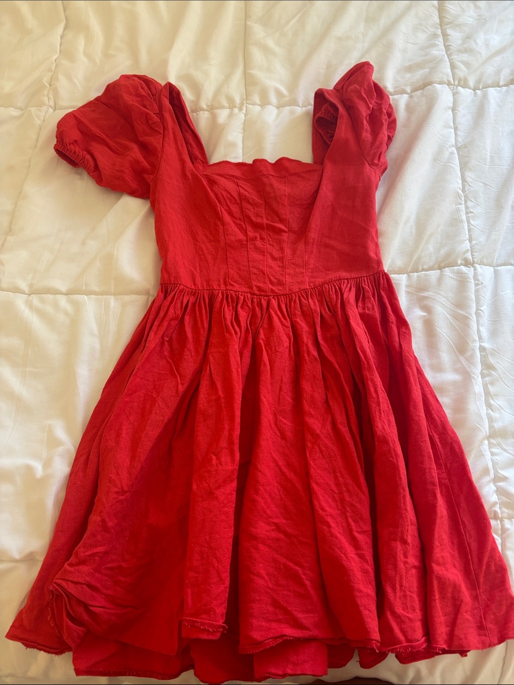 ASOS Red Puff Sleeve Square Neck Kids Dress